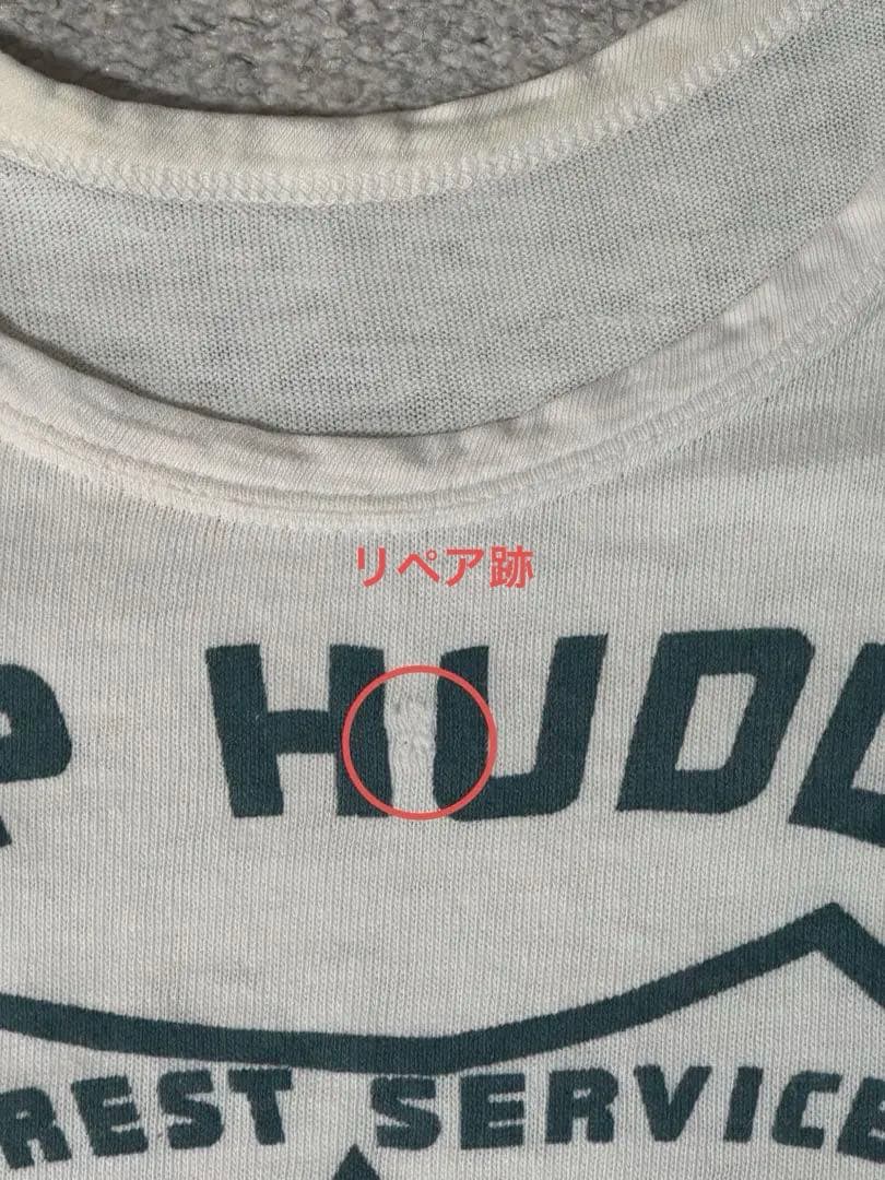 40s 40年代　染み込みプリント　Tシャツ　バインダーネック
