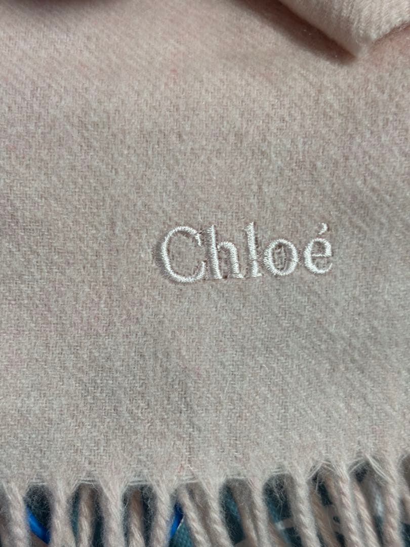 美品Chloe カシミヤ100% ストール ピンク フリンジ クリーニング済み♪