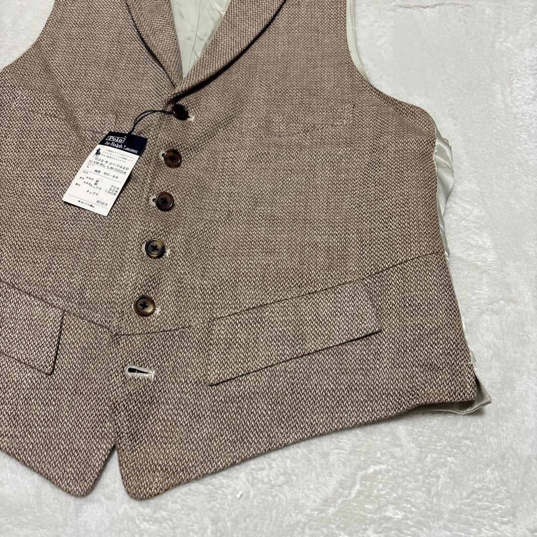 【美品】　ポロバイラルフローレン　タグ付き　ジレ　ベスト　リネン　シルク　L