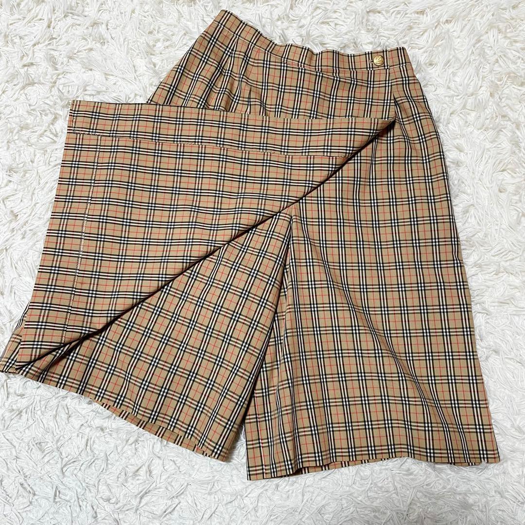 【美品】バーバリーズ キュロット 巻きスカート ノバチェック 9 金ボタン