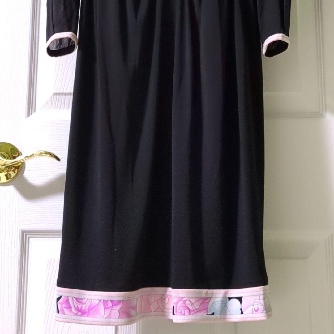【専用】レオナール　LEONARD　カンカン素材　ワンピース　トリム　お花