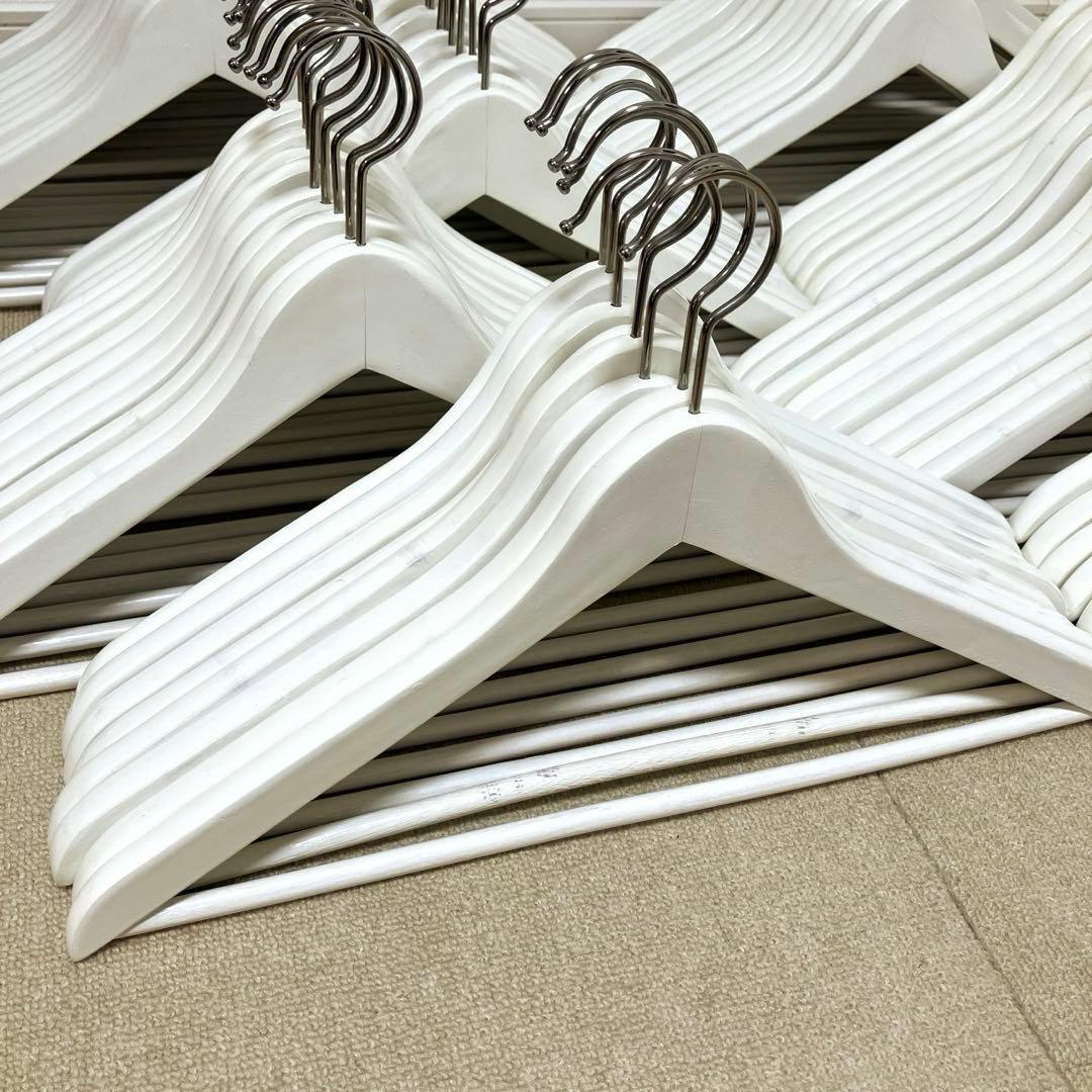 即購入大歓迎！IKEA木製白塗りハンガー98本