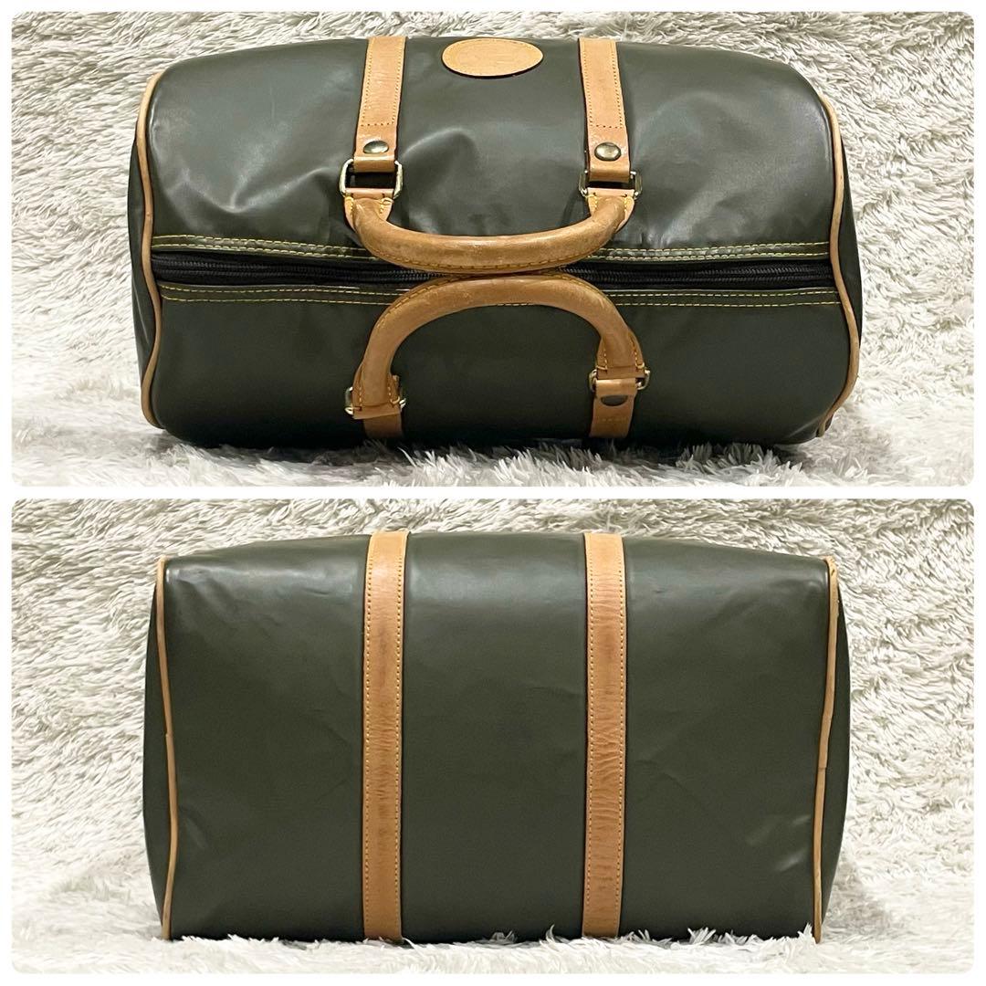 【美品】 ハンティングワールド ミニボストン ハンドバッグ カーキ オリーブ