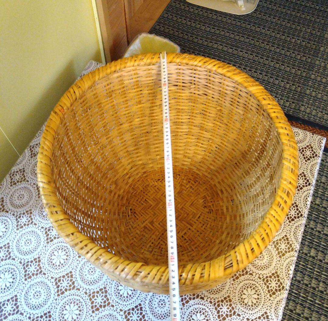 【昭和レトロ】古民具 特大 竹籠 直径54.5cm, 高さ38cm