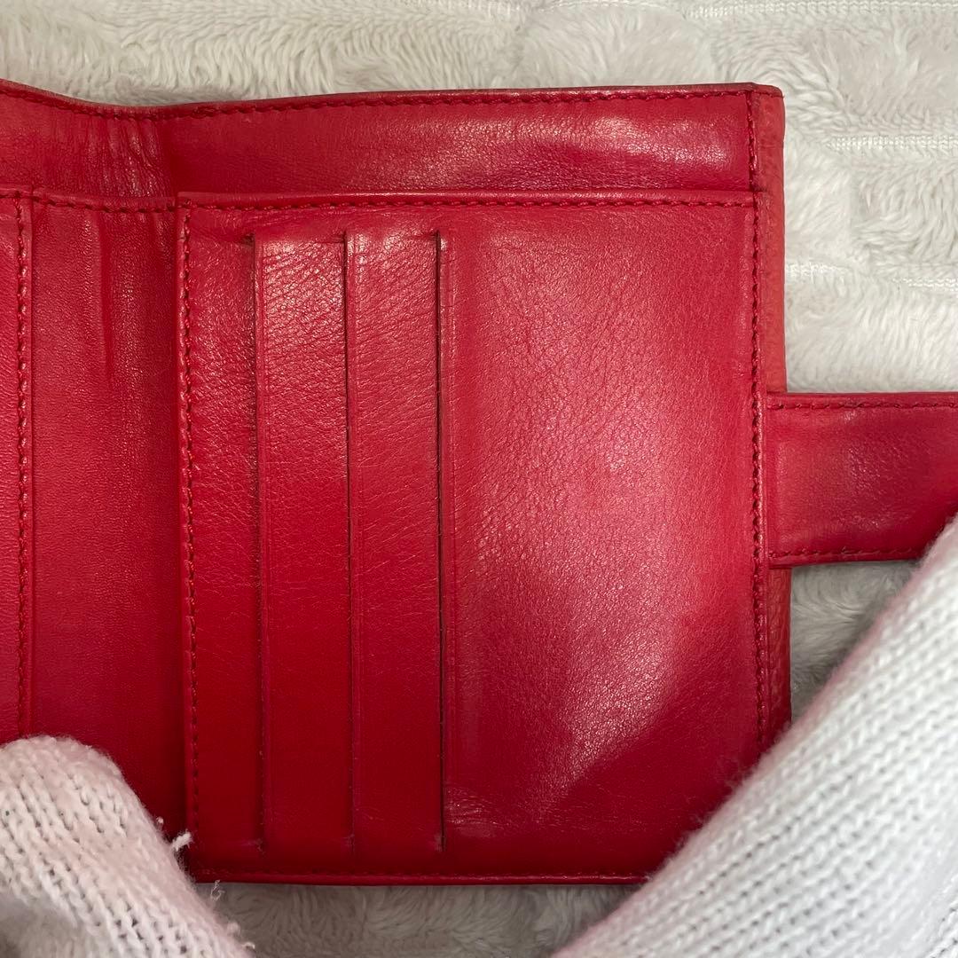 【正規品】CHANEL シャネル 二つ折り財布 キャビアスキン 赤 ココマーク
