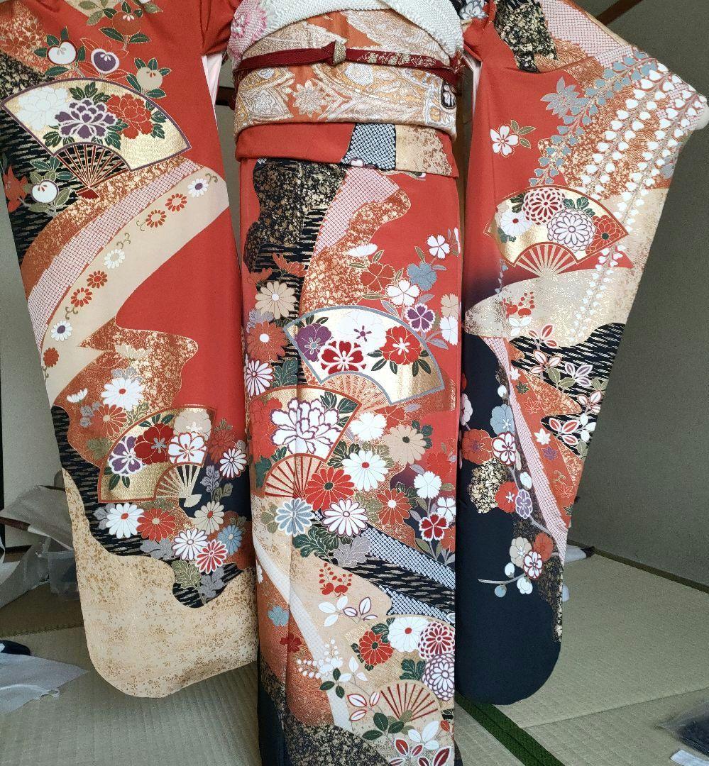 振袖 身丈168 裄68 古典柄 正絹（裏地化繊）長襦袢他セット