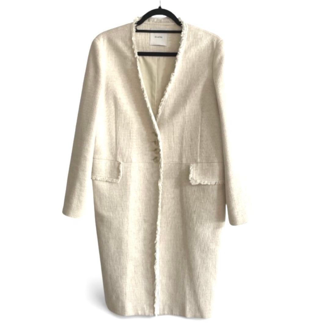 【美品】CLANE クラネ ツイードコート ジャケット ノーカラー ベージュ M