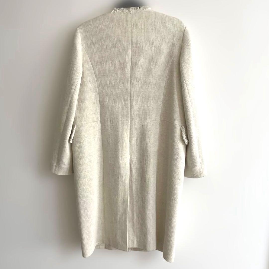 【美品】CLANE クラネ ツイードコート ジャケット ノーカラー ベージュ M