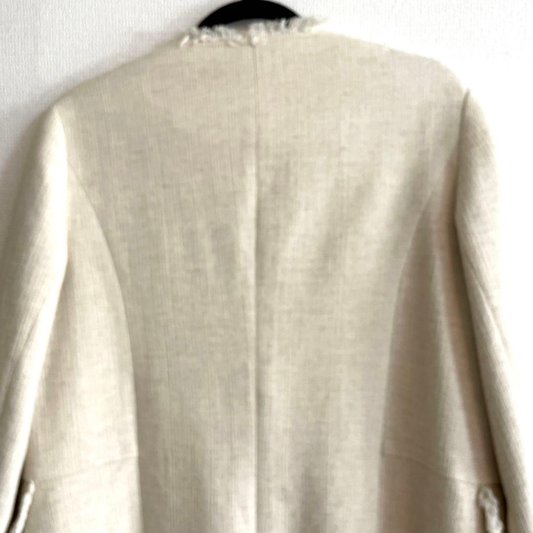 【美品】CLANE クラネ ツイードコート ジャケット ノーカラー ベージュ M