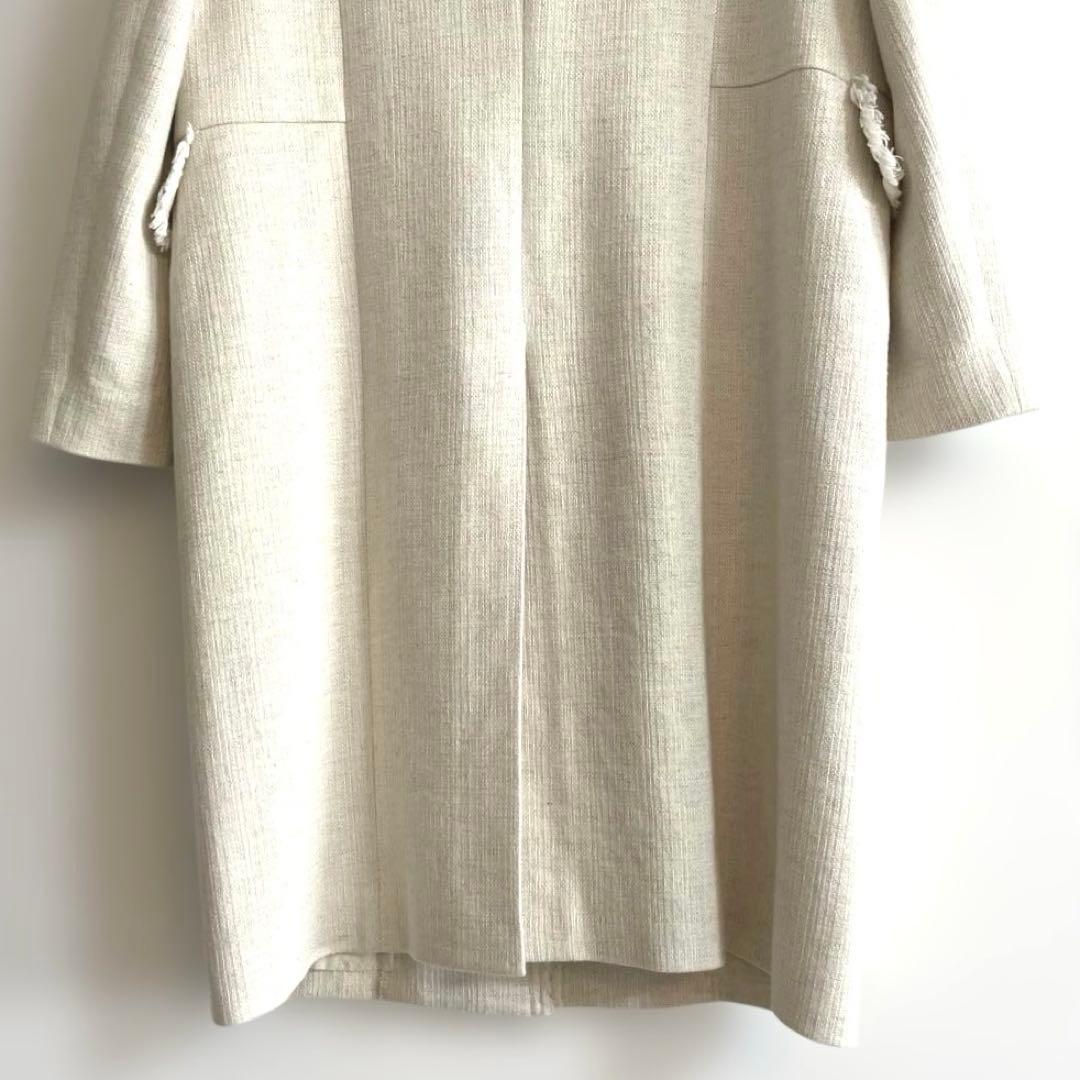 【美品】CLANE クラネ ツイードコート ジャケット ノーカラー ベージュ M