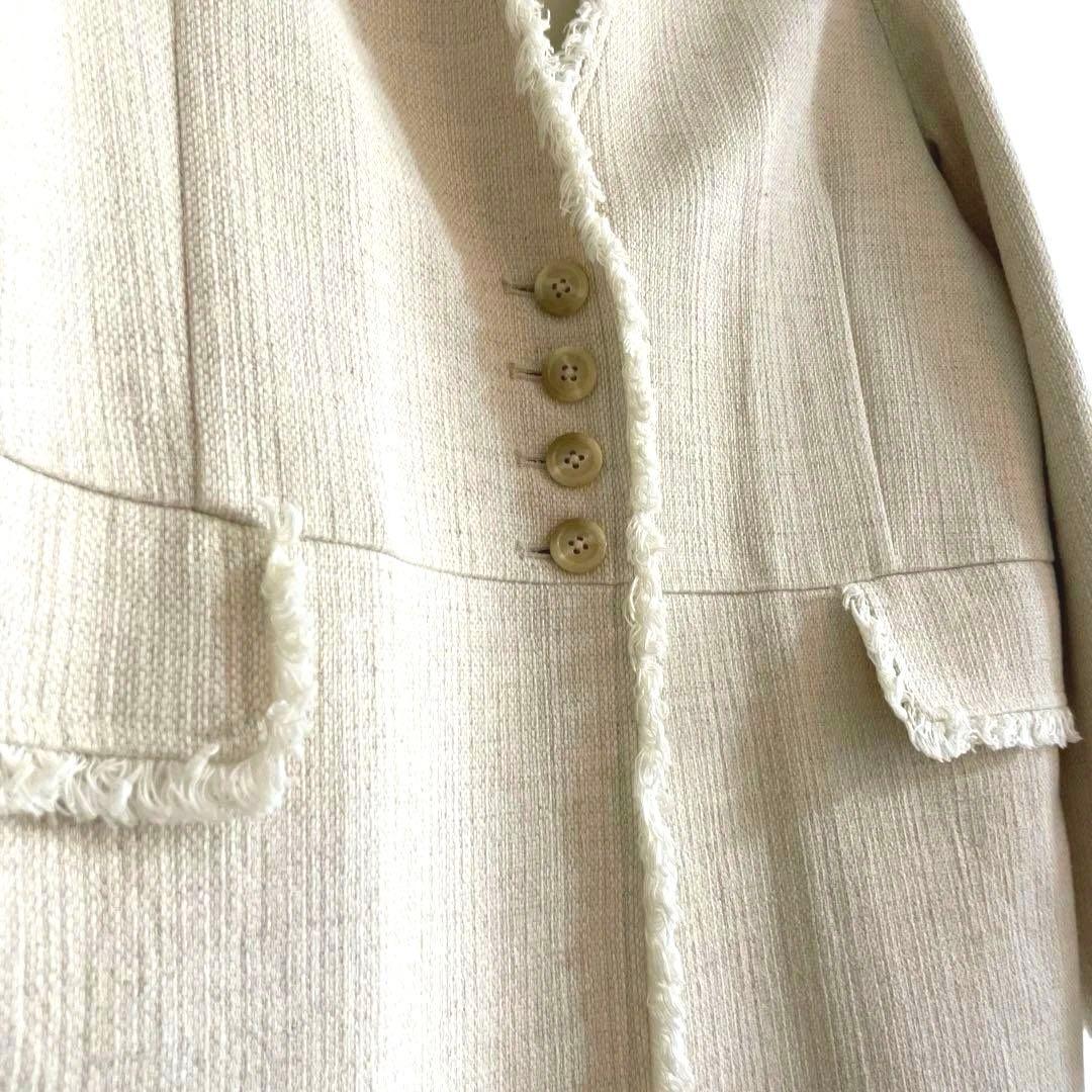 【美品】CLANE クラネ ツイードコート ジャケット ノーカラー ベージュ M