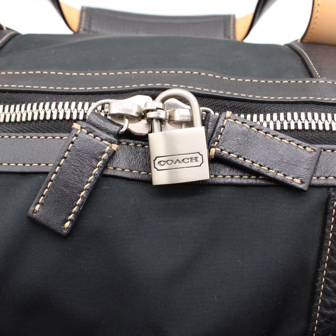 【美品】COACH ボストンバッグ トラベルバッグ ナイロン レザー ブラック