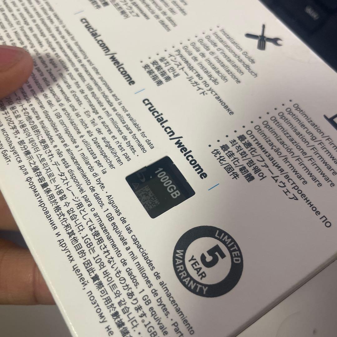 内蔵型SSD Crucial P3+ 1TB m.2 SSD