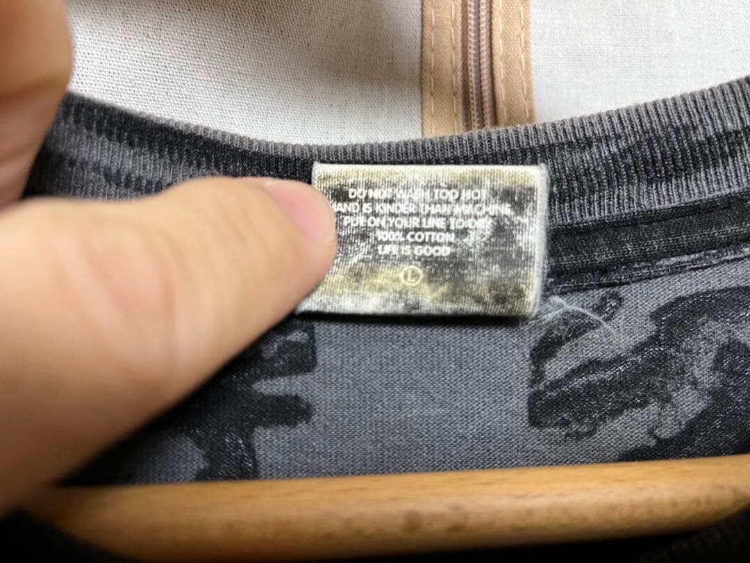 good enough 手刷りTシャツ　グレーブラック