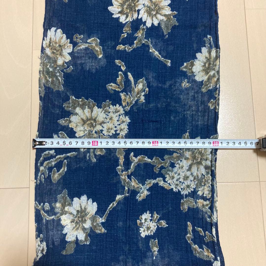 45rpm ビンテージ 藍染 花柄ネイビー ストール ガーゼ