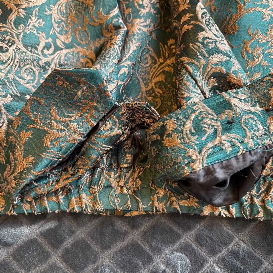 全刺繍 ブルゾン 総柄 ディープグリーン 高級感