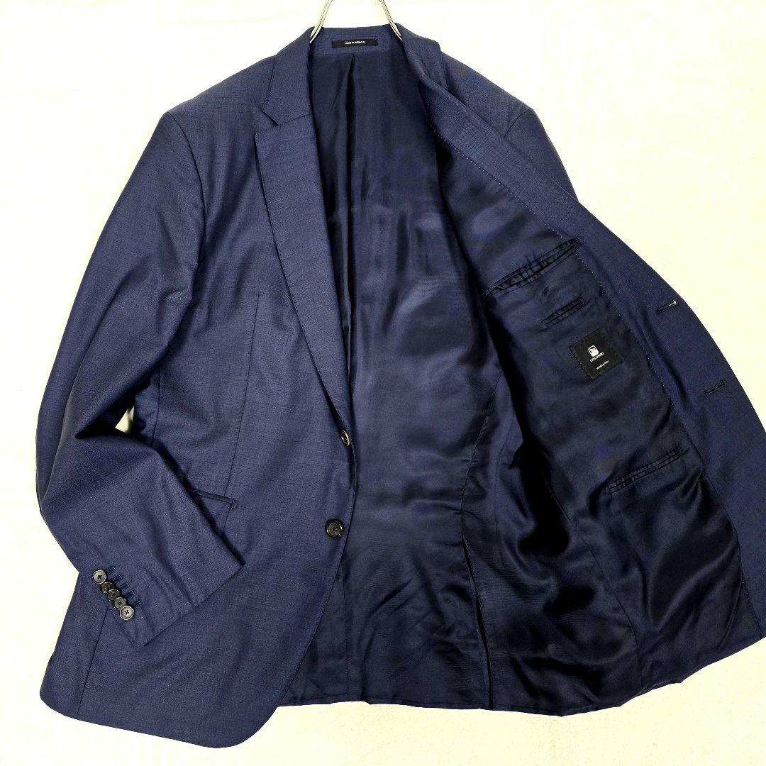 極美品 ヒューゴボス コロンボ シルク テーラードジャケット ネイビー 2XL