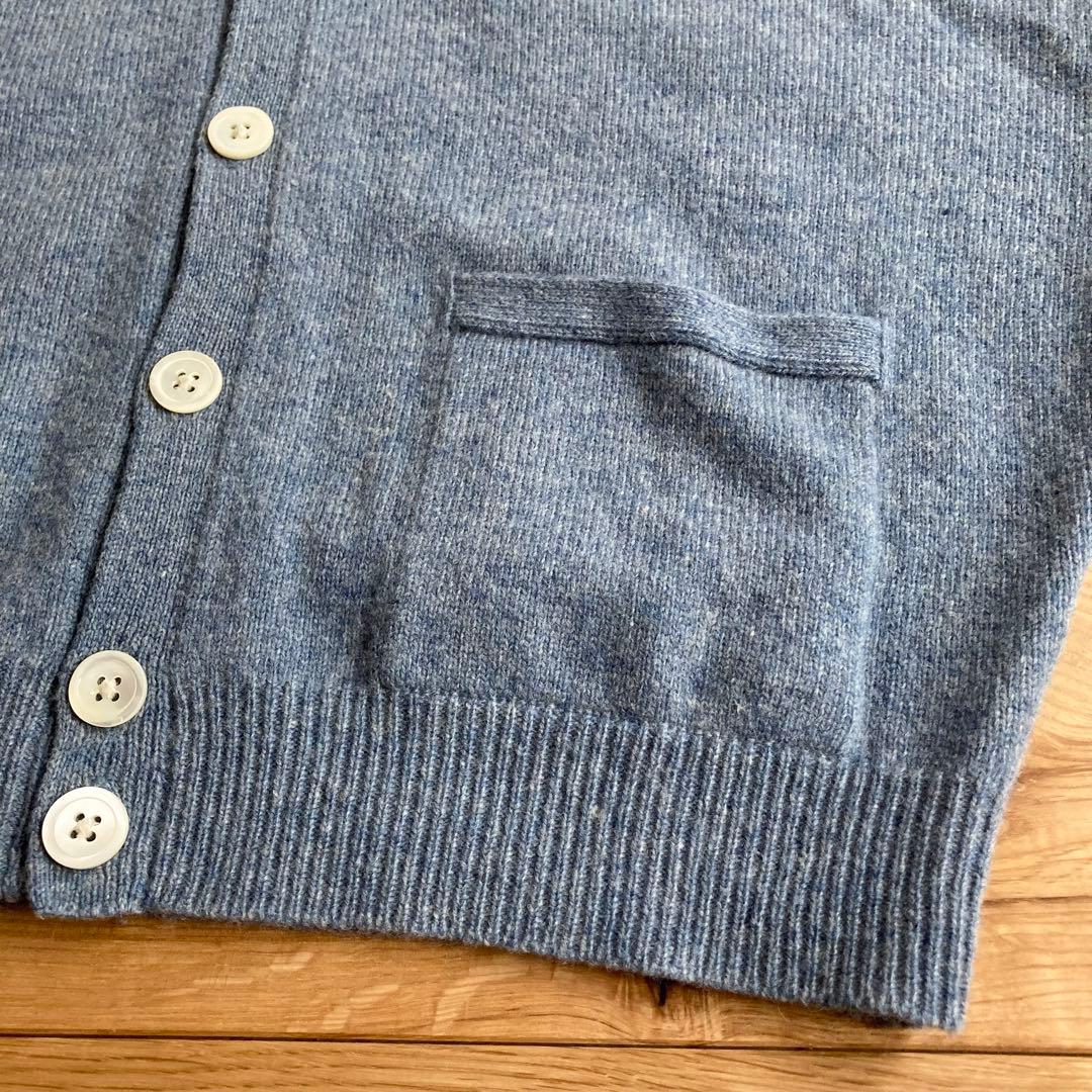 ビンテージ ラルフローレン ロゴ刺繍 ウール ニット カーディガン ヘザーブルー