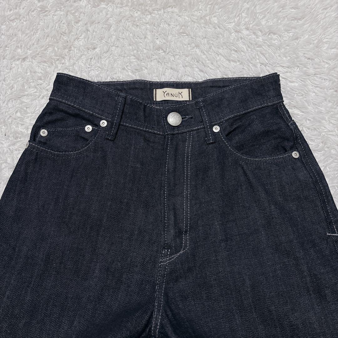 極美品✨ YANUK ヤヌーク ワイドフレア デニム 24 OWI 濃紺 日本製