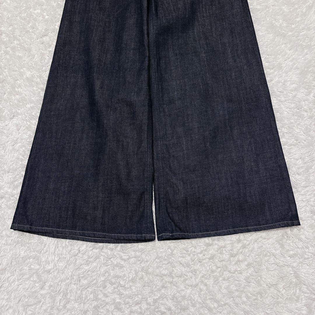 極美品✨ YANUK ヤヌーク ワイドフレア デニム 24 OWI 濃紺 日本製