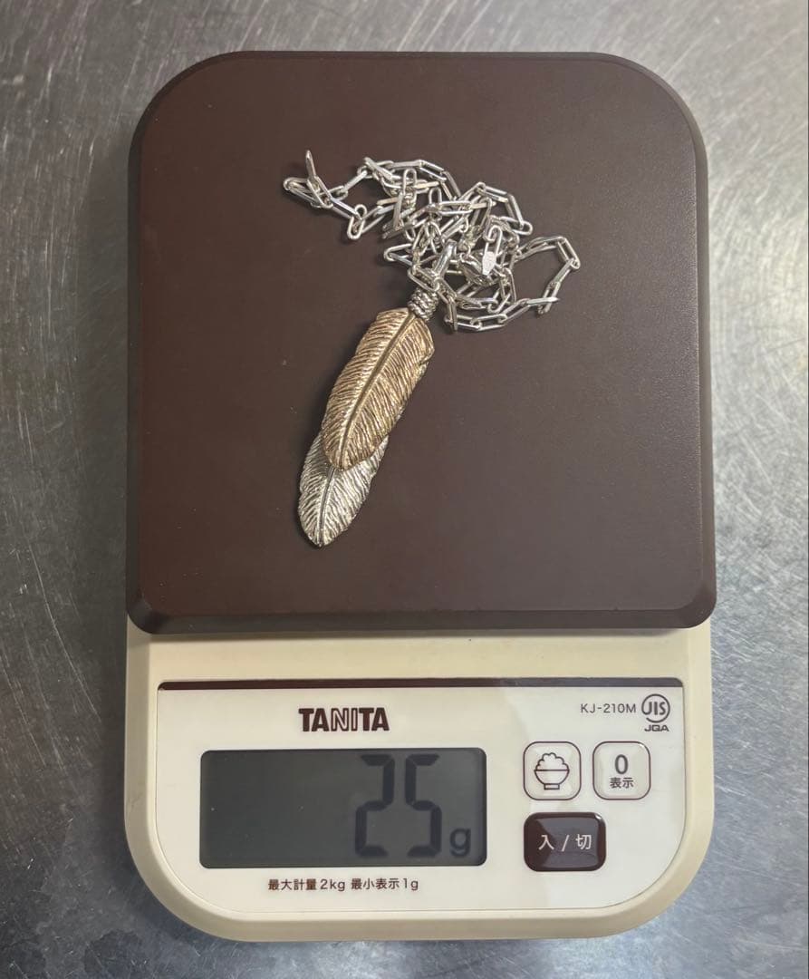 ち*ー様 シルバー925 先金フェザー ネックレス 大型 25g