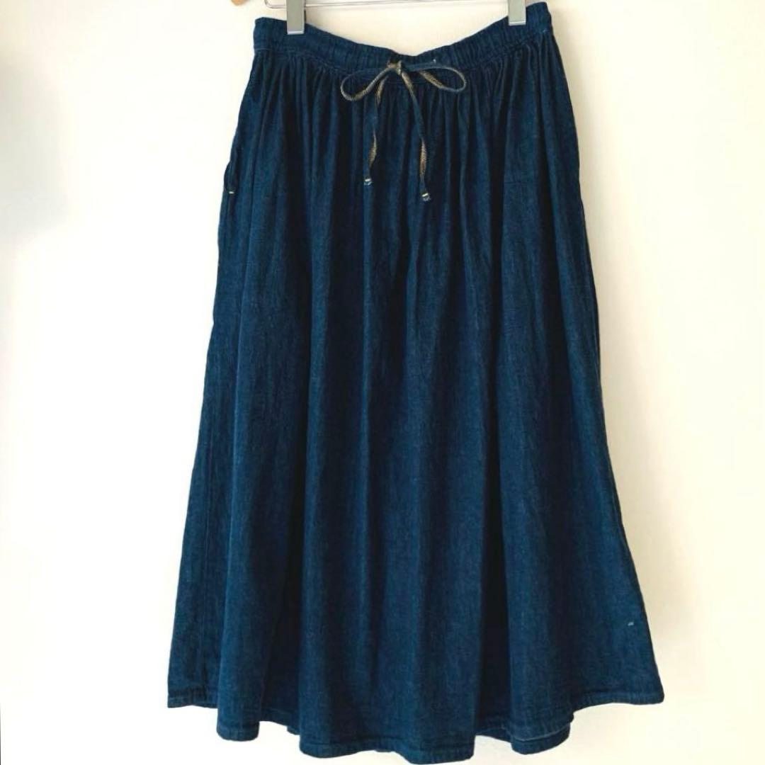 美品✨orSlow オアスロウ デニム ギャザー ロングスカート 日本製