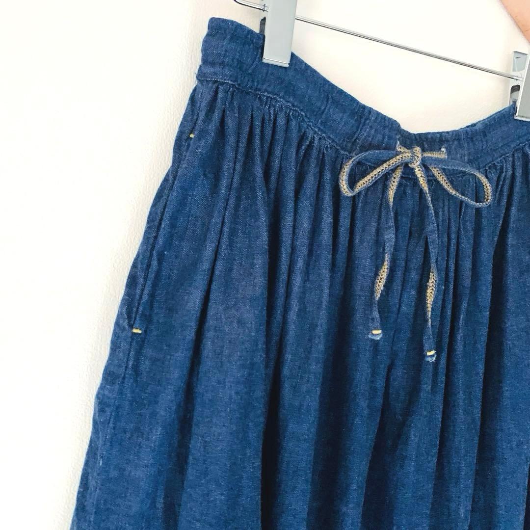 美品✨orSlow オアスロウ デニム ギャザー ロングスカート 日本製