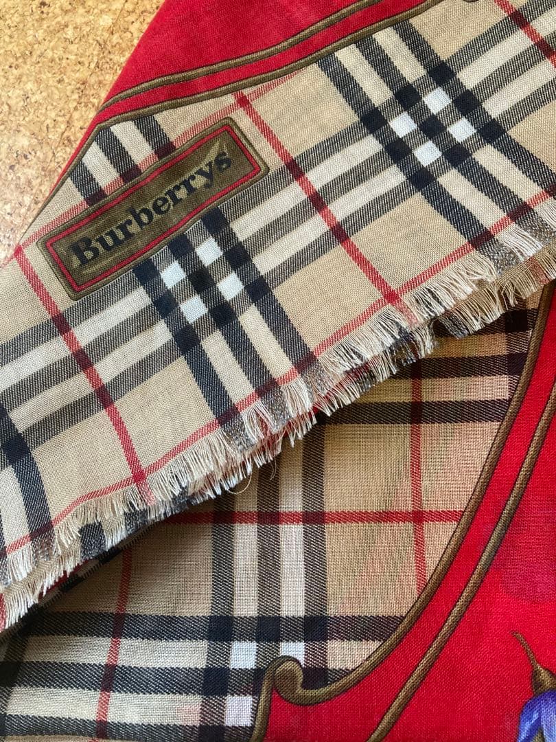 Burberry 青タグ 超大判シルク混ストール MADE IN ITALY