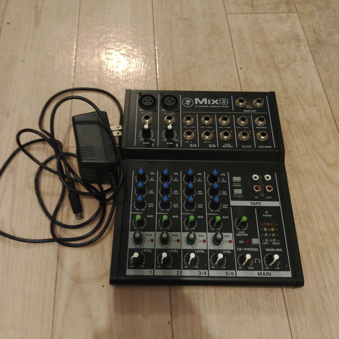 Mix8 アナログミキサー 8 チャンネル 電源ケーブル付き