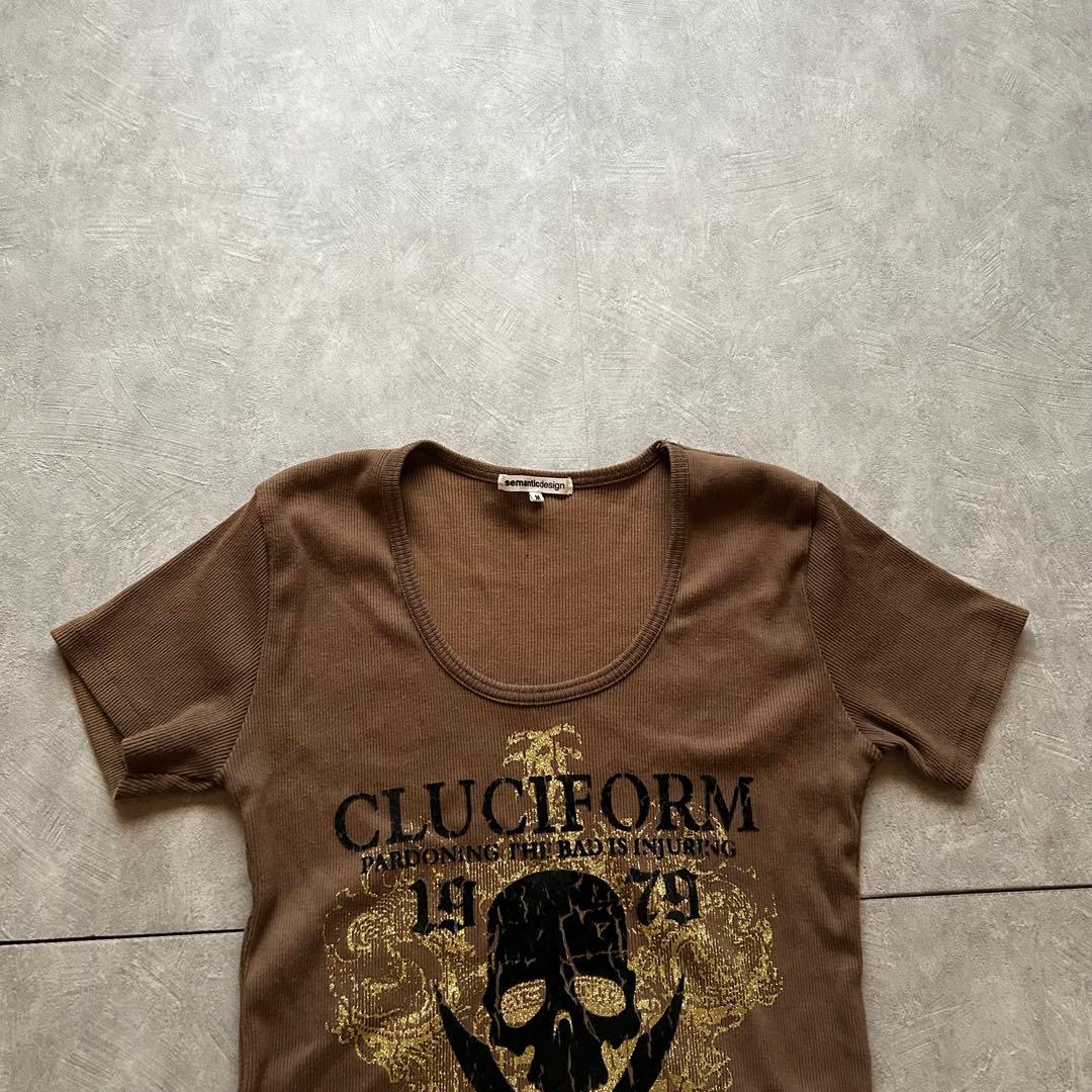 トップス grunge scull short sleeve shirt khaki