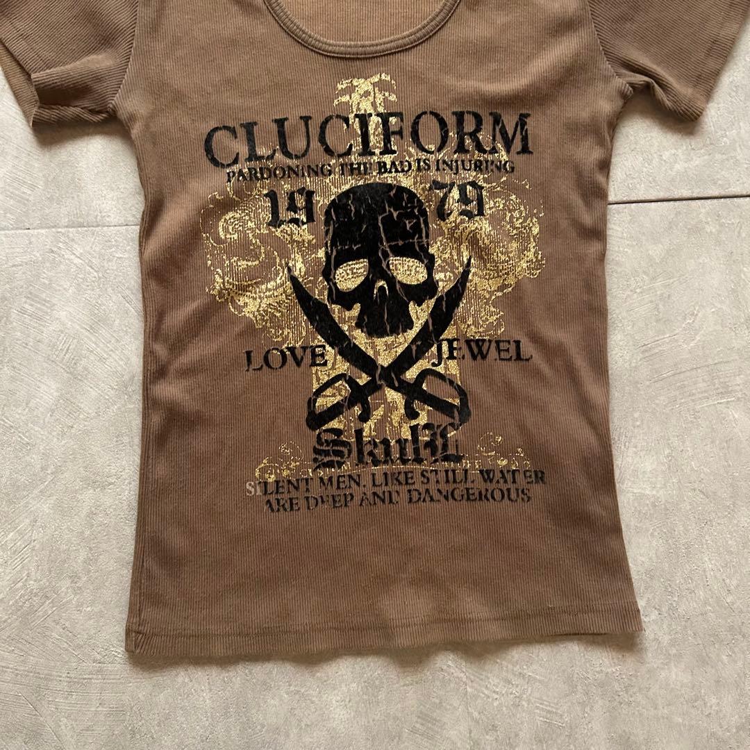 トップス grunge scull short sleeve shirt khaki