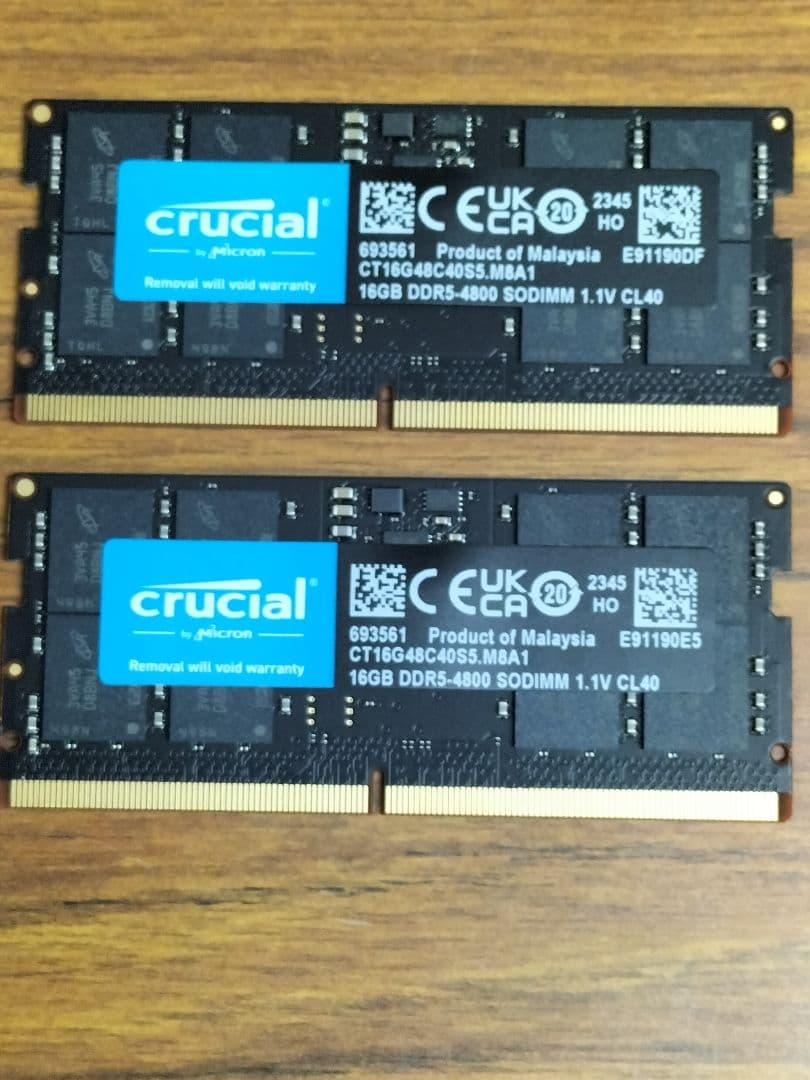 n*a様 Crucial 32GB DDR5-4800 SODIMM メモリ