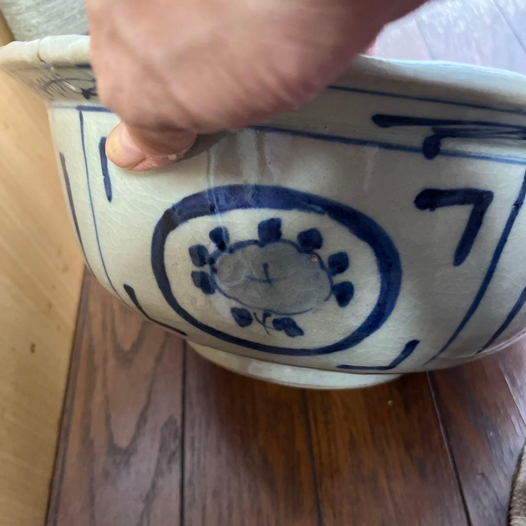 期間限定最終処分特価名品、中国，朝鮮、古陶磁？　染付　超大鉢　味わいがあるお品物