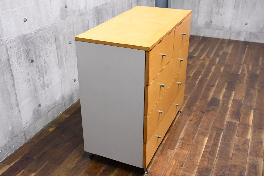 FCC6 無印良品 MUJI 廃盤モデル 木製チェスト ワイド4段 メープル材