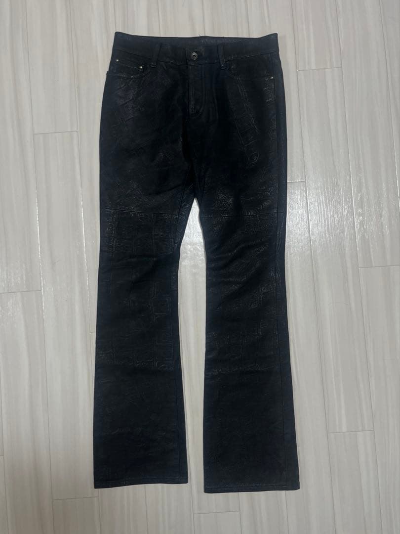 5351 POUR LES HOMMES クロコ型押し レザーパンツ 牛革 4