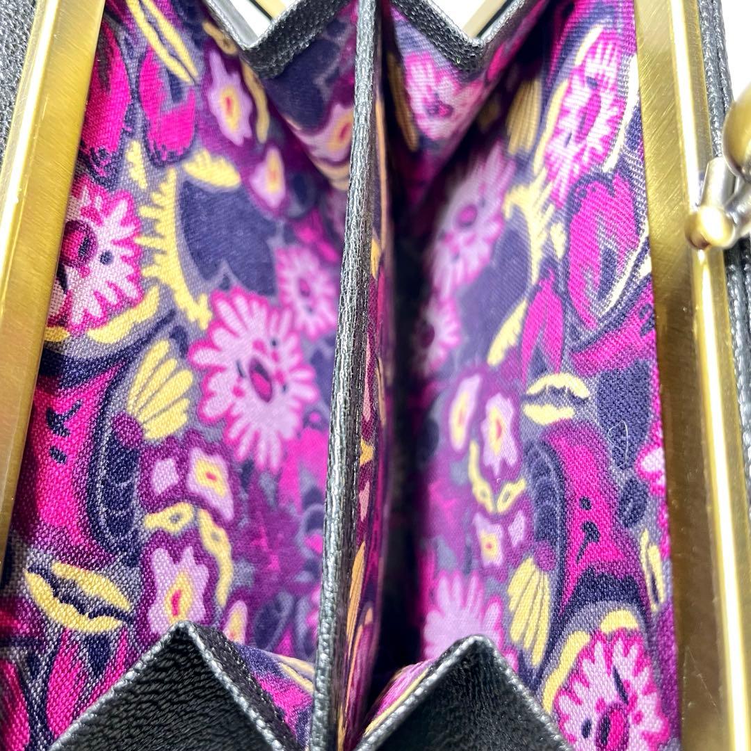 ANNA SUI がま口 二つ折り財布 ビッグバタフライ 本革 羊革