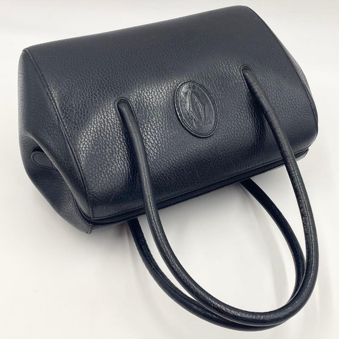 ✨希少 極美品✨カルティエ ミニボストン マストライン 本革 ゴールド金具 黒