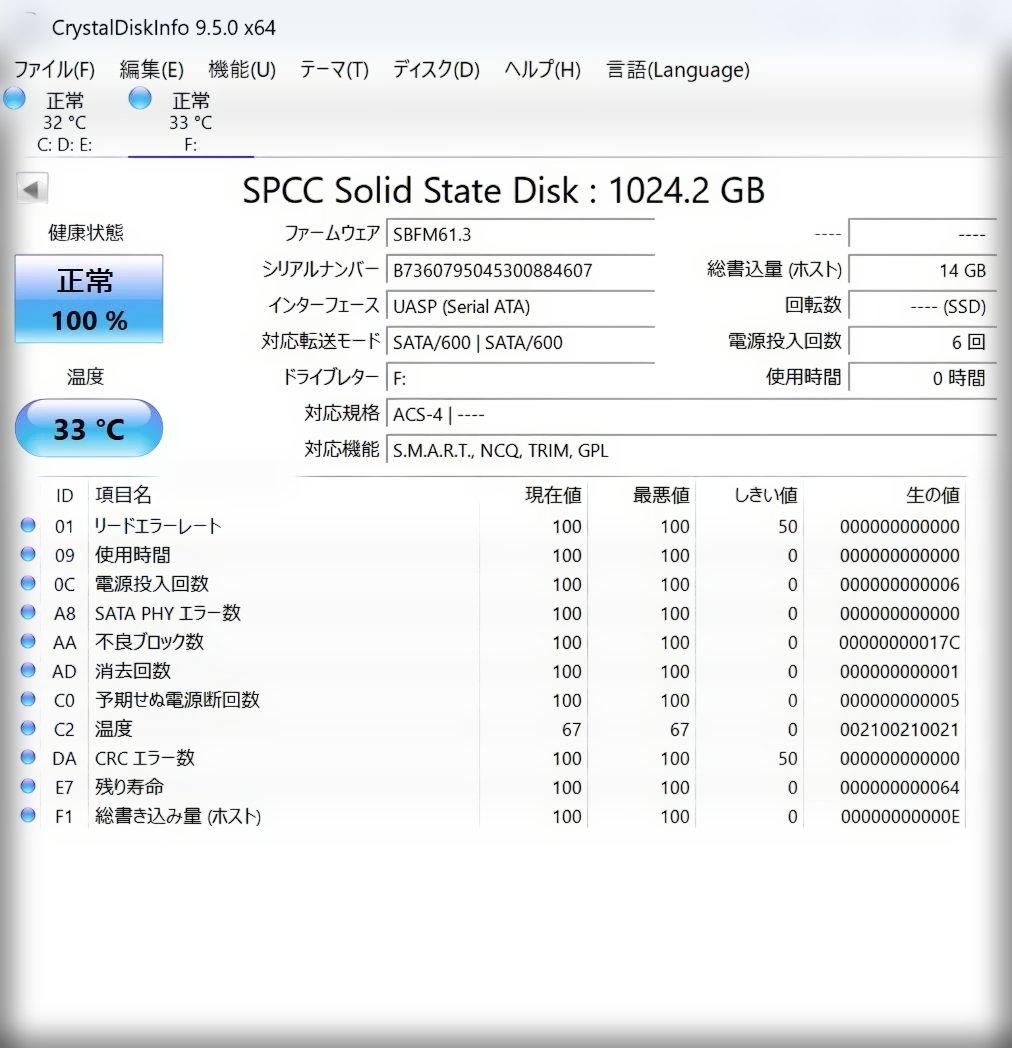 Silicon Power A55 1TB◆使用0時間◆健康状態100%