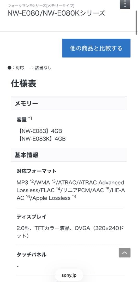 SONY ウォークマン Eシリーズ NW-E083K(R)