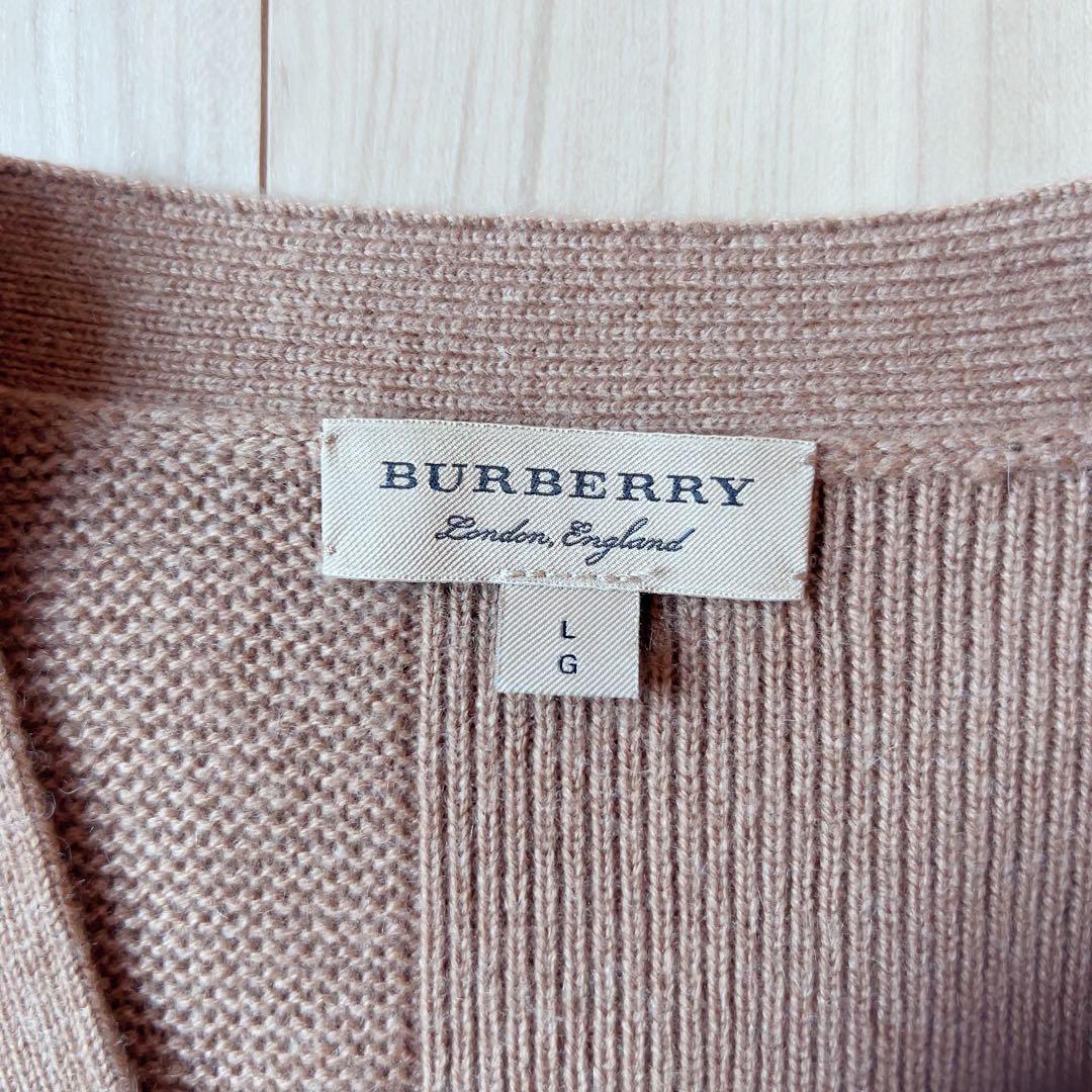 希少＊BURBERRY カシミヤウール カーディガン L シャドーチェック柄