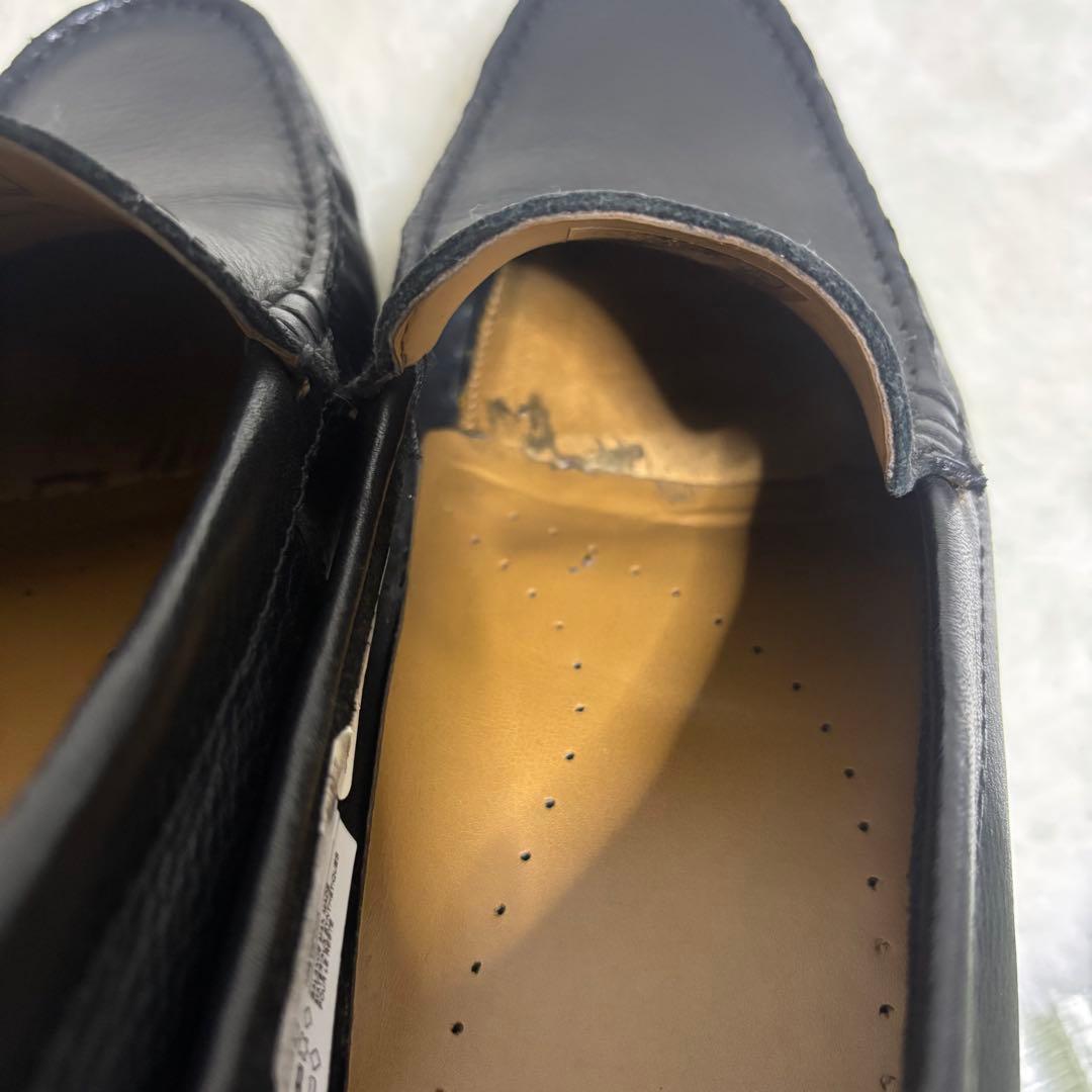 【美品】クラークス26.5cmドライビングシューズ　スリッポン　シボ革　レザー