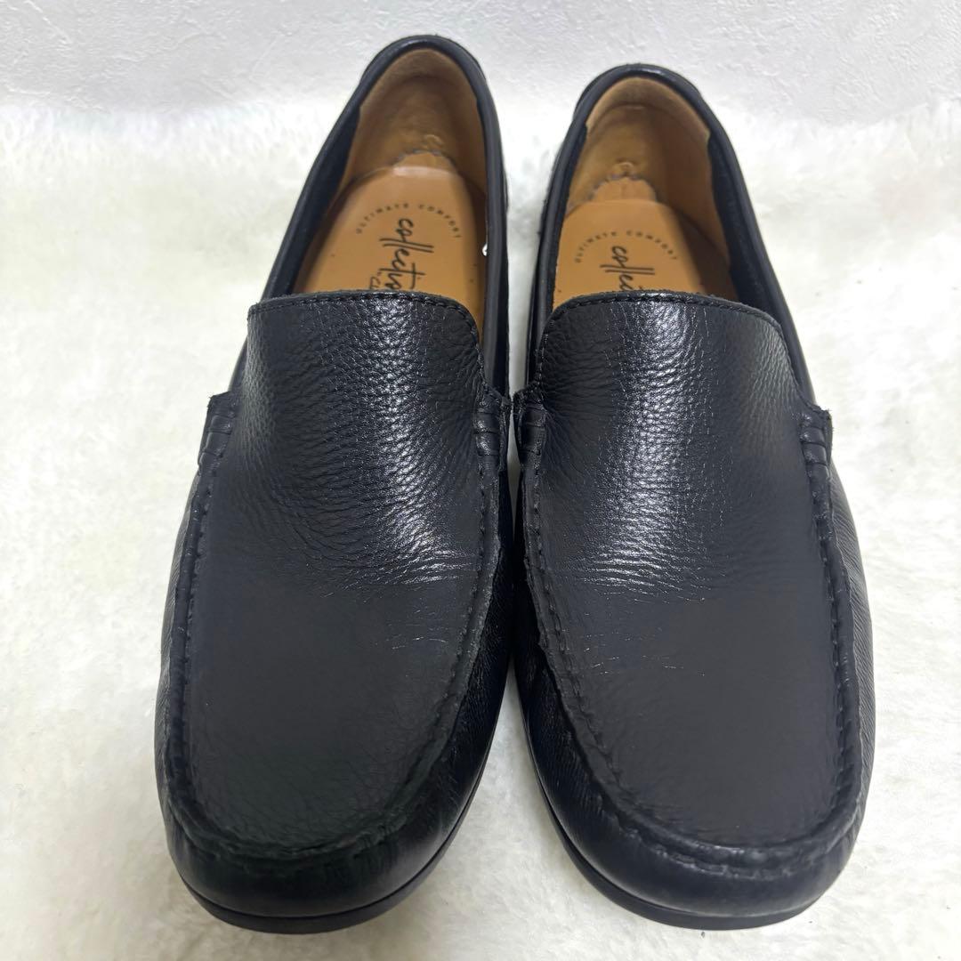 【美品】クラークス26.5cmドライビングシューズ　スリッポン　シボ革　レザー
