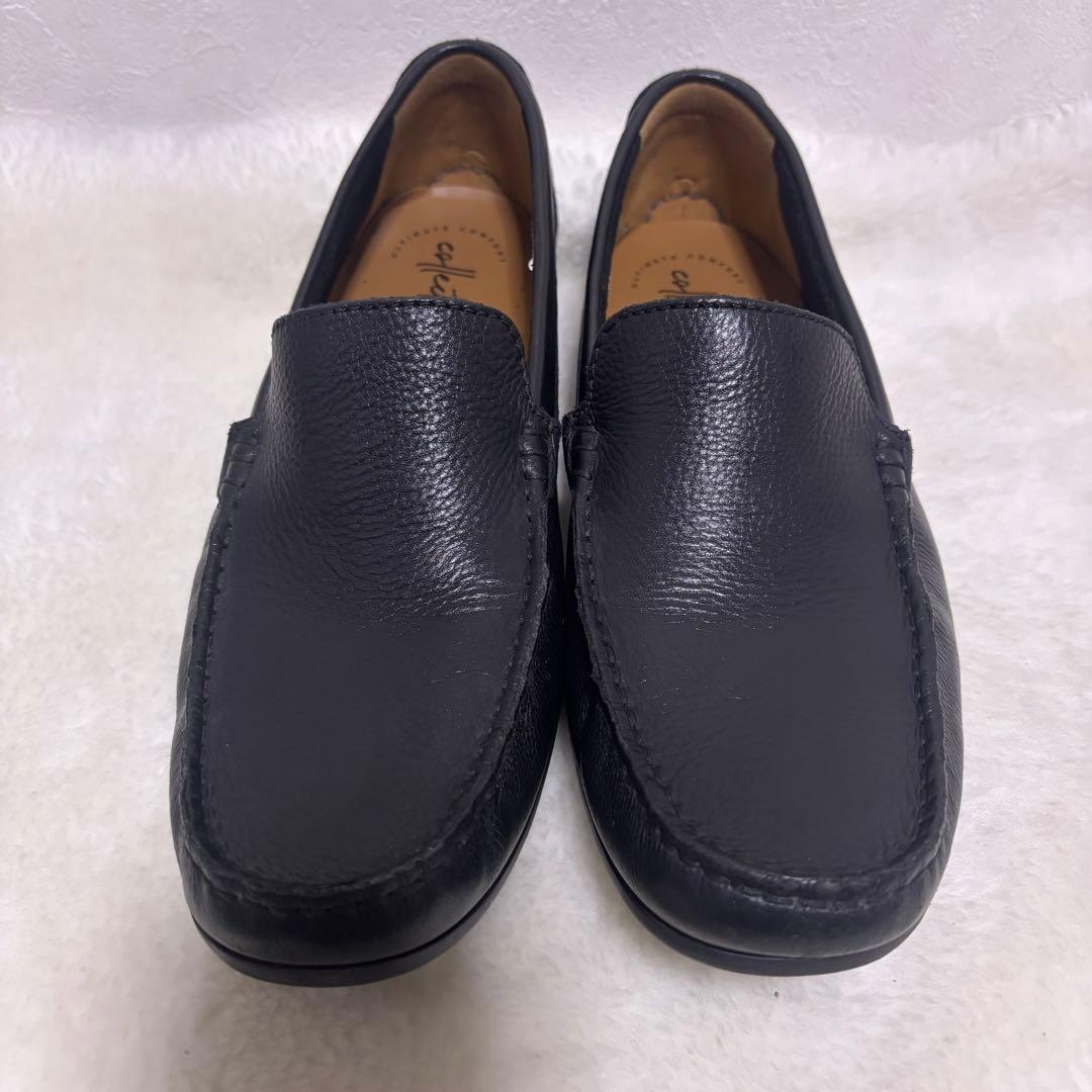 【美品】クラークス26.5cmドライビングシューズ　スリッポン　シボ革　レザー