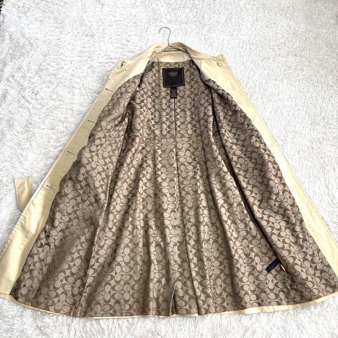 COACH コーチ　トレンチコート　ベージュ　裏地シグネチャー柄　ベルト付き