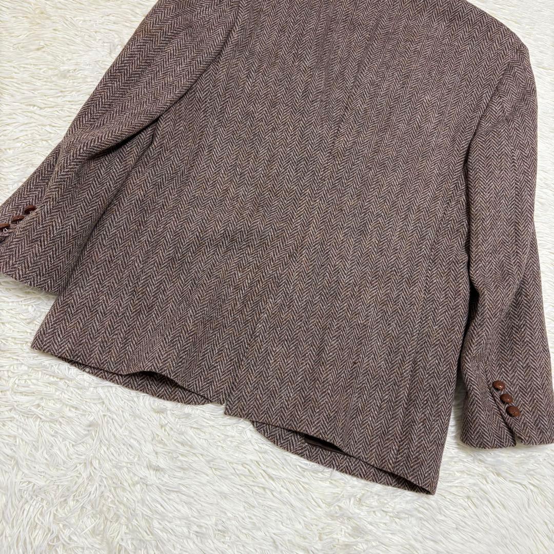 ハリスツイード USA製クラシック ヘリンボーン ジャケット M〜L ブラウン