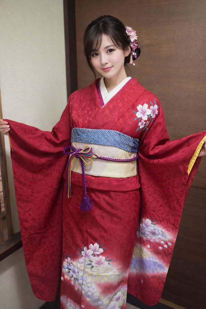 振袖フルセット6点サイズS〜M 舞花文　暈し染め　銀彩　鈴乃屋扱い　正絹