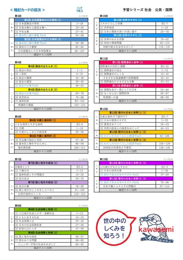 カット済☆決定版【中学受験】予習シリーズ社会 [公民] 暗記カード 早稲アカb