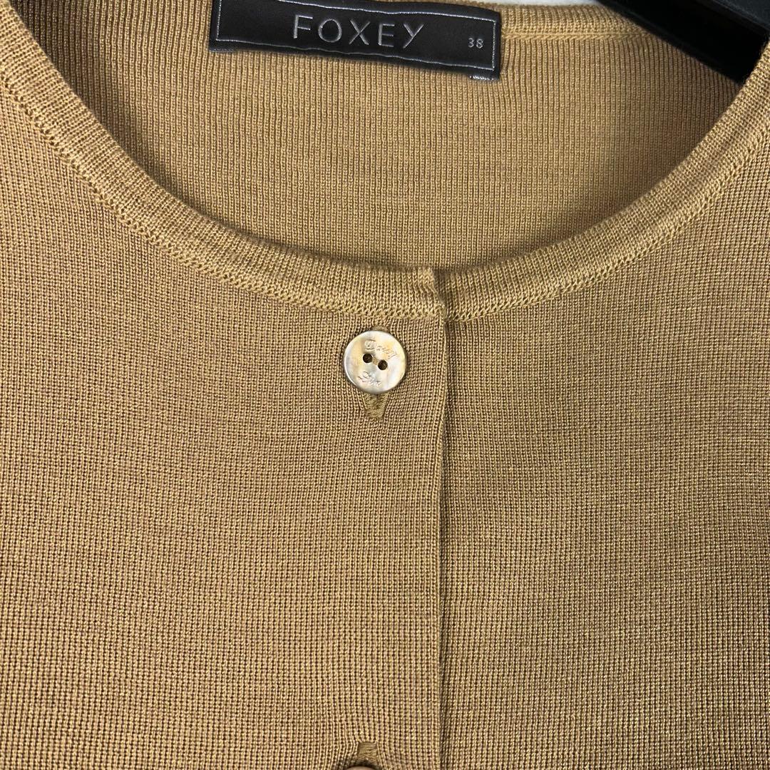 FOXEY♡シルクカシミヤ ニット コンパクトカーディガン シェルボタン38