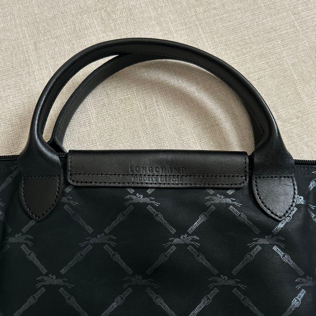 大容量　LONGCHAMP ロンシャン トートバッグ 黒 ホースロゴ