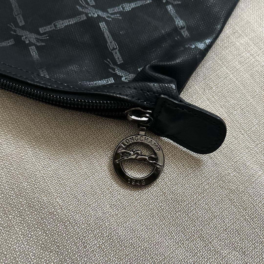 大容量　LONGCHAMP ロンシャン トートバッグ 黒 ホースロゴ
